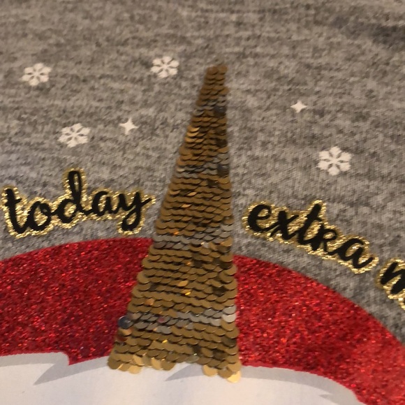 NWT Girl's Plus Size L (10-12) Christmas Sweater w/ Unicorn, Glitter, Snowball - Picture 5 of 12